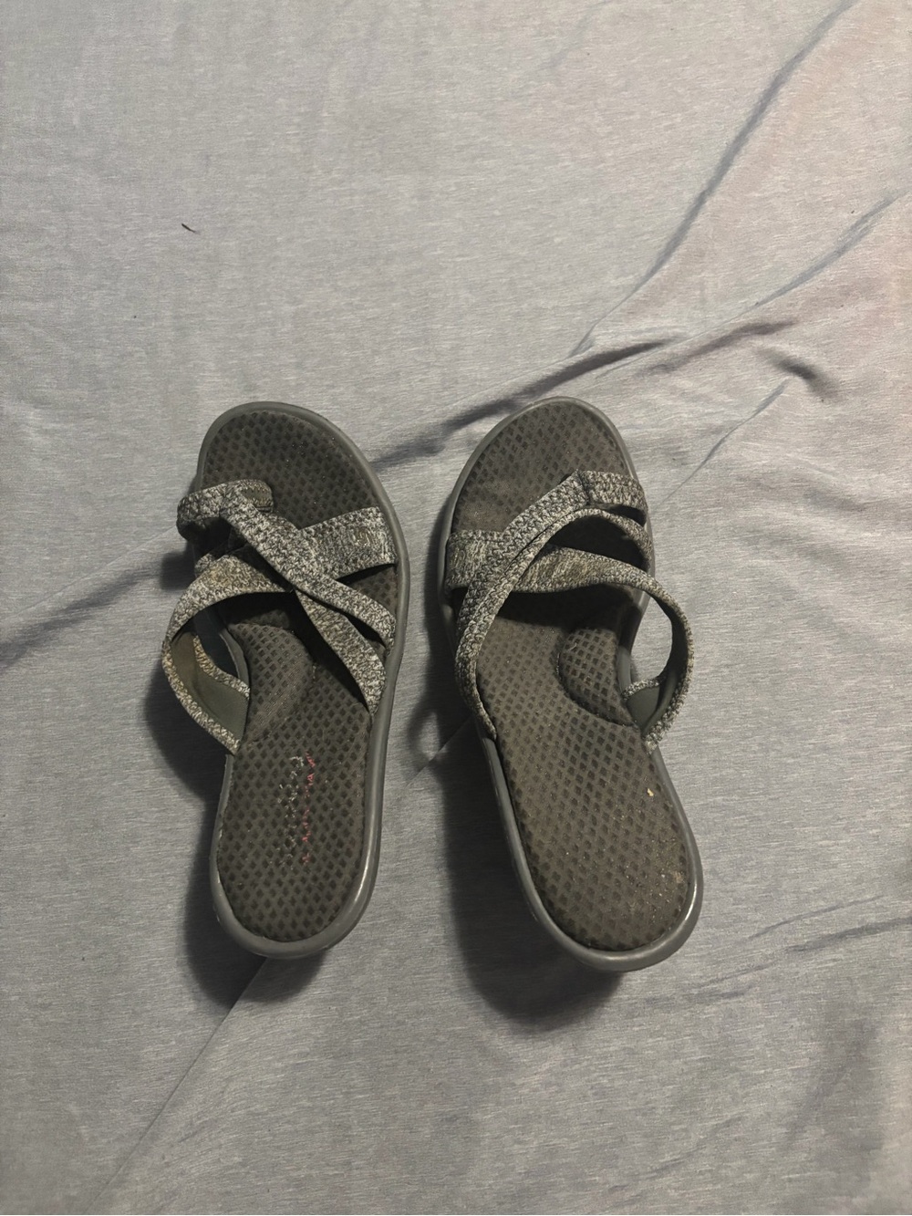 Women’s Gray Cross-Strap Sandals